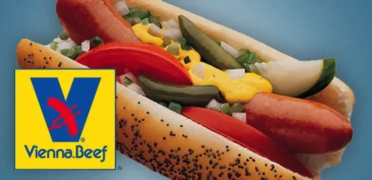 Vienna Beef hot dog with toppings